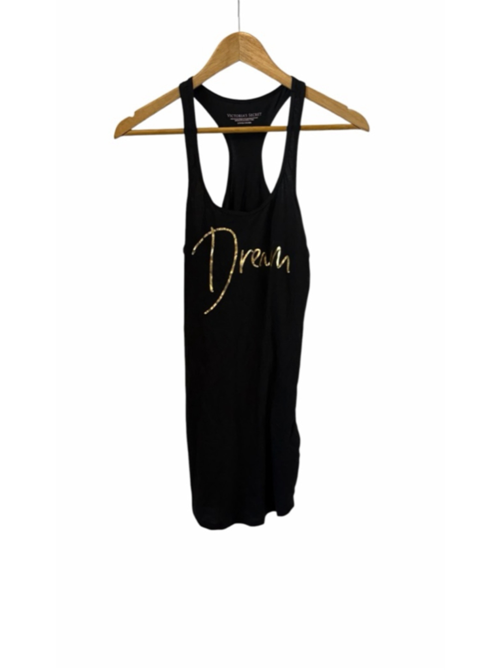 Victoria’s Secret Dream Nightie Black Gold Logo Racerback Sleep S